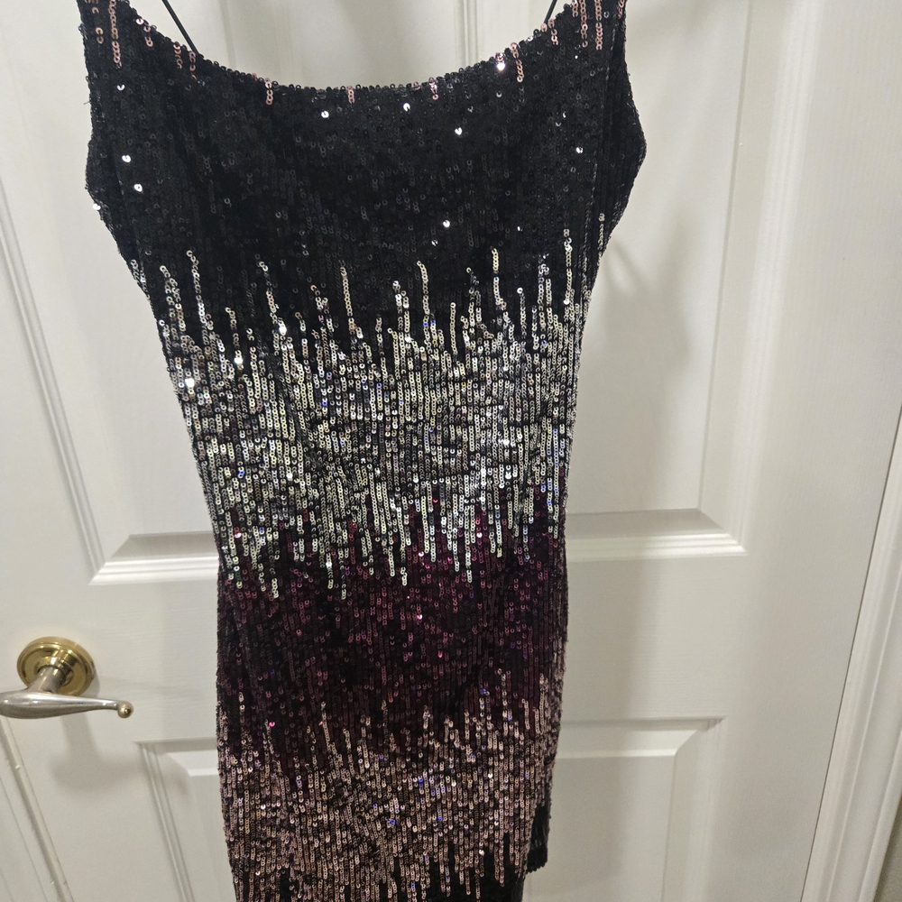 B Darlin Black and Purple Sequin Mini Dress